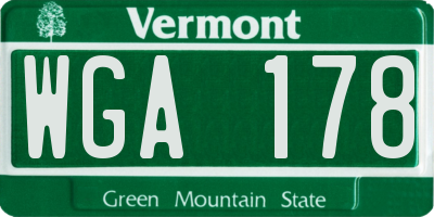 VT license plate WGA178