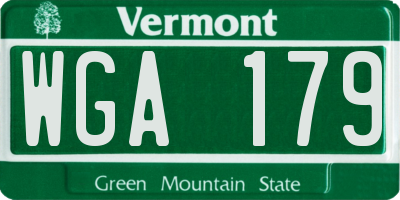 VT license plate WGA179