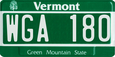 VT license plate WGA180