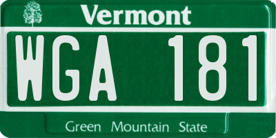 VT license plate WGA181