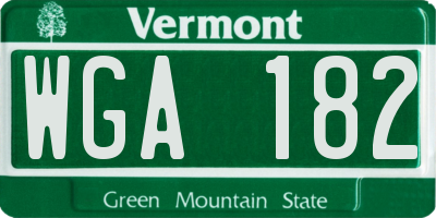 VT license plate WGA182