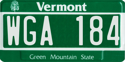 VT license plate WGA184