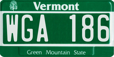 VT license plate WGA186