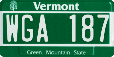 VT license plate WGA187
