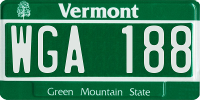 VT license plate WGA188