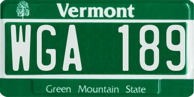 VT license plate WGA189