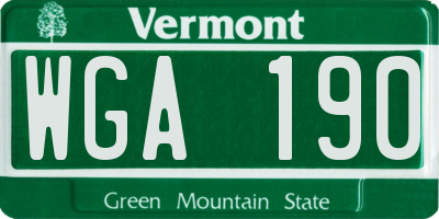 VT license plate WGA190
