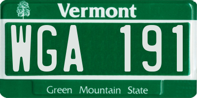 VT license plate WGA191