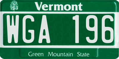 VT license plate WGA196