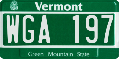 VT license plate WGA197