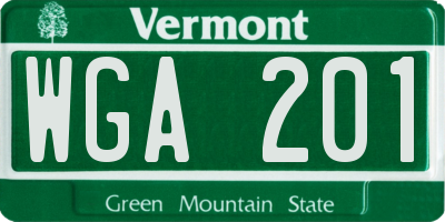 VT license plate WGA201