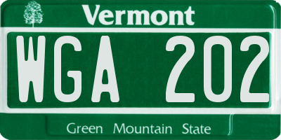 VT license plate WGA202