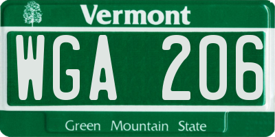 VT license plate WGA206