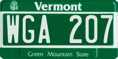 VT license plate WGA207