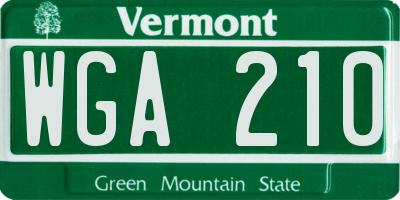 VT license plate WGA210