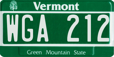 VT license plate WGA212