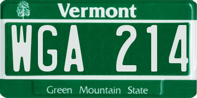 VT license plate WGA214