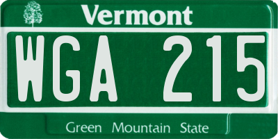 VT license plate WGA215