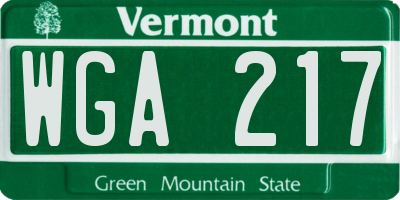 VT license plate WGA217