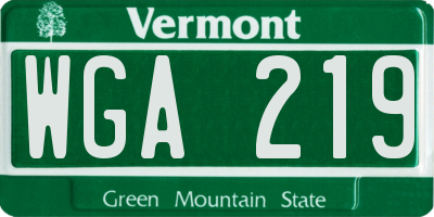 VT license plate WGA219