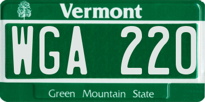 VT license plate WGA220