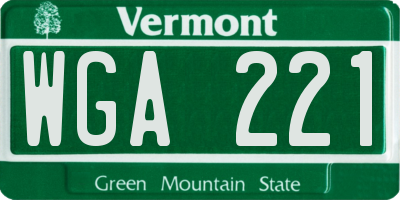VT license plate WGA221