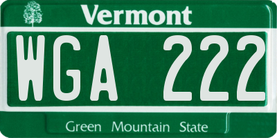VT license plate WGA222