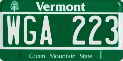 VT license plate WGA223