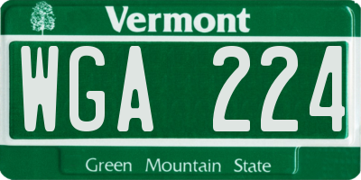 VT license plate WGA224