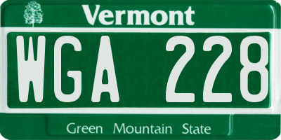 VT license plate WGA228