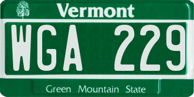 VT license plate WGA229