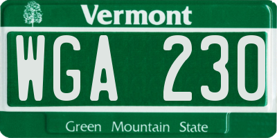 VT license plate WGA230