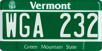VT license plate WGA232