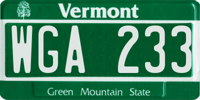 VT license plate WGA233