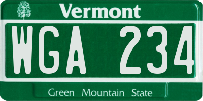 VT license plate WGA234