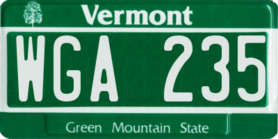 VT license plate WGA235