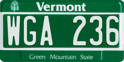 VT license plate WGA236