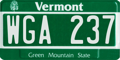 VT license plate WGA237