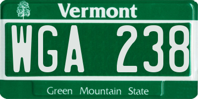 VT license plate WGA238