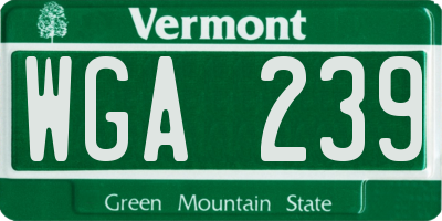 VT license plate WGA239