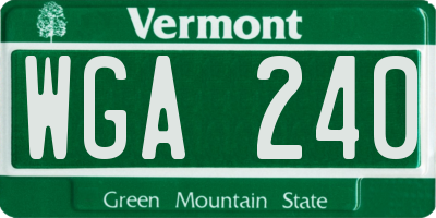VT license plate WGA240