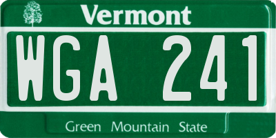 VT license plate WGA241
