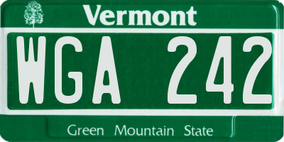 VT license plate WGA242