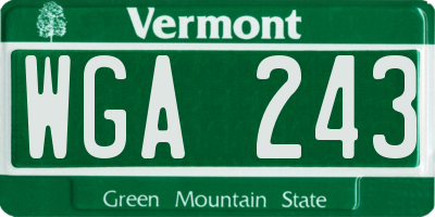 VT license plate WGA243