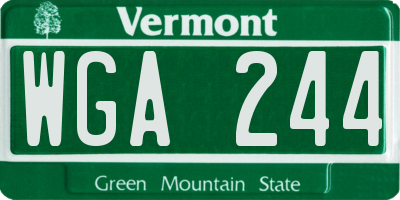 VT license plate WGA244