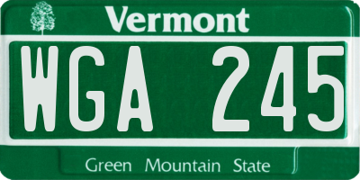 VT license plate WGA245