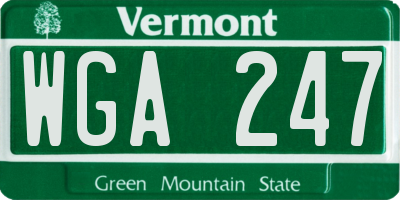 VT license plate WGA247