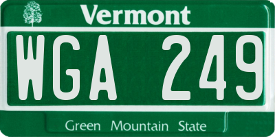 VT license plate WGA249