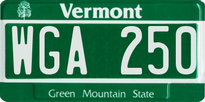 VT license plate WGA250