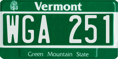 VT license plate WGA251
